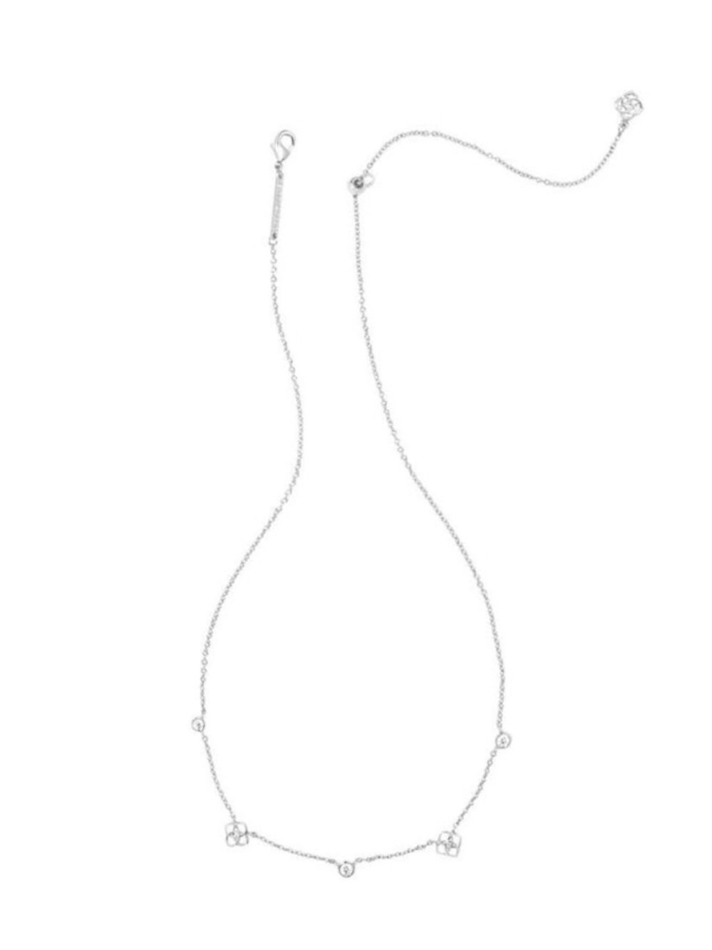 Kendra Scott Silver Floral Station Necklace - Polished Silver - Picture 3 of 4